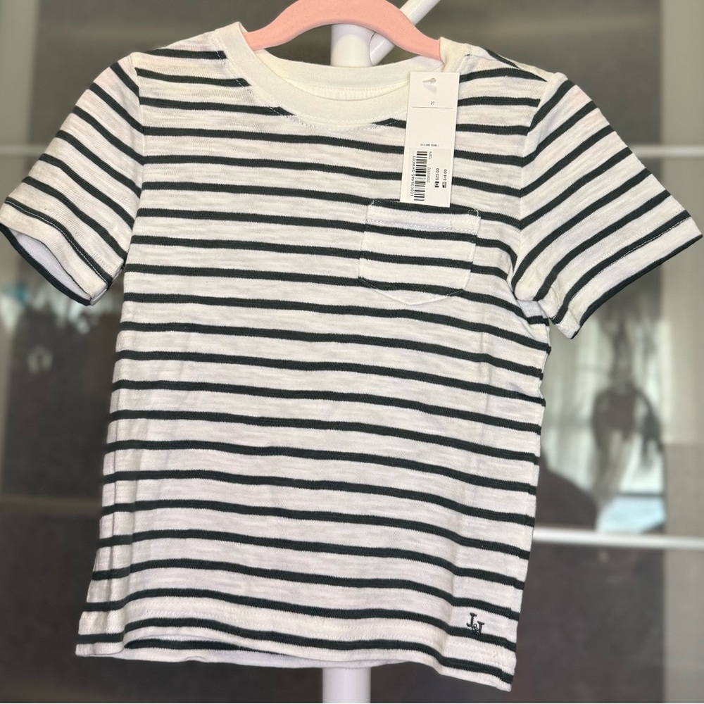 Janie and Jack Black and Light Grey Striped Tee